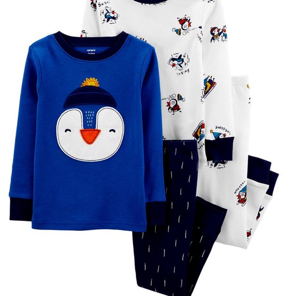 NWt 24m penguins snowmen hanukkah christmas winter 4pc pajamas carters holidays - Picture 1 of 11